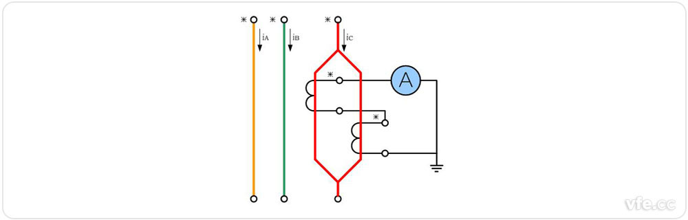 電流互感器原邊并聯(lián)、副邊串聯(lián)接線圖